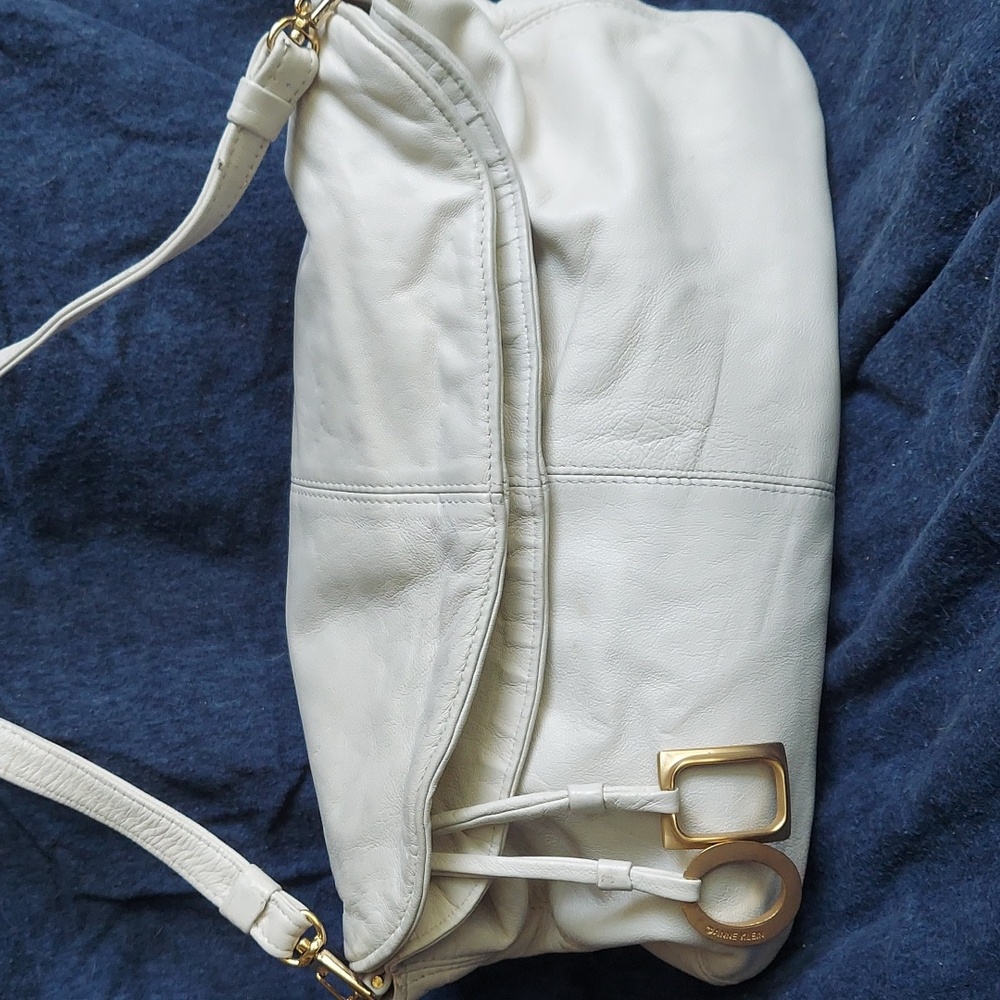 Vintage Anne Klein Crossbody Bag with Removable Strap - Leather - Cream